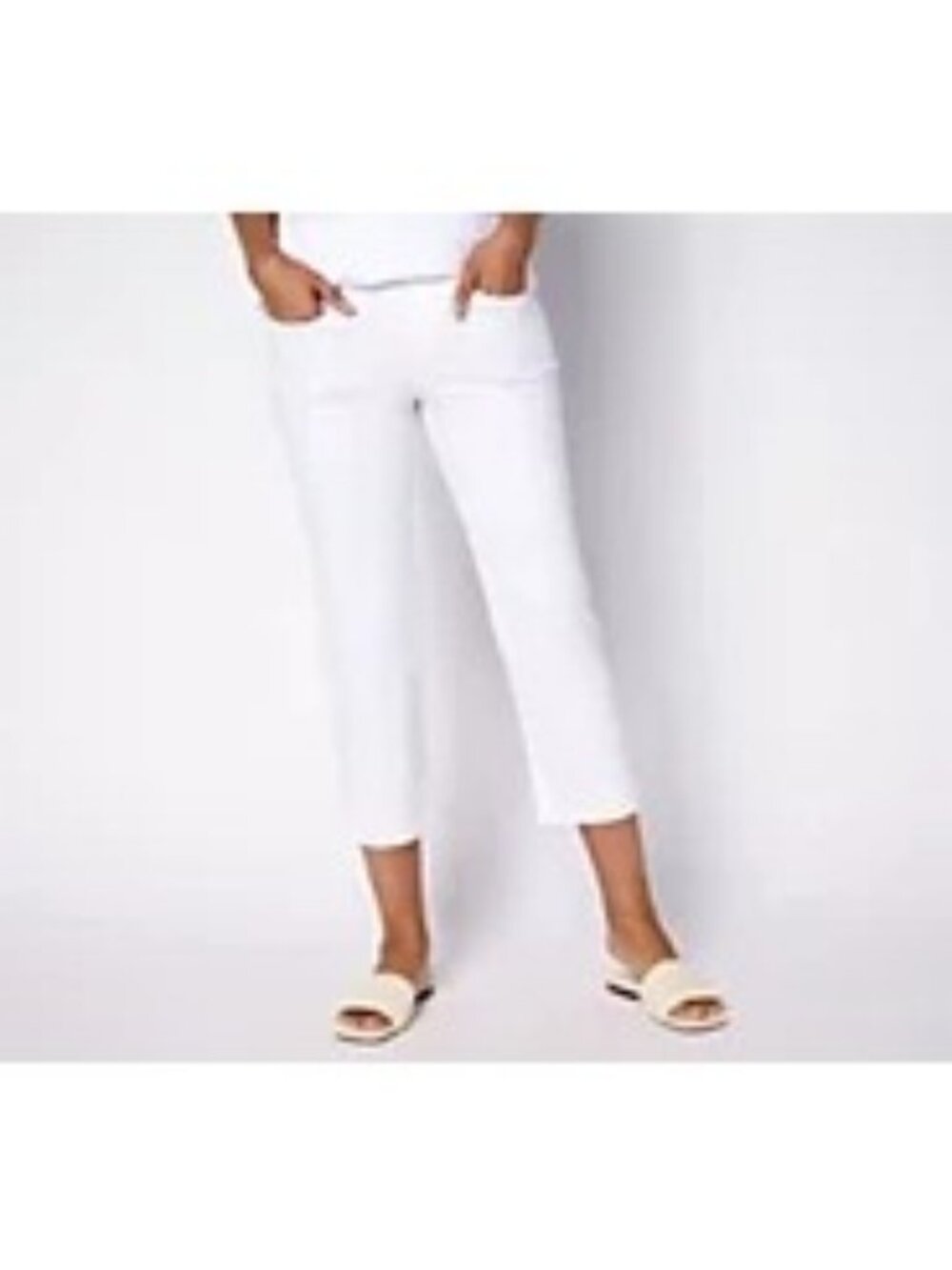 Belle By Kim Gravel Tall Ponte Wide Hem Resort Crop Pants White Size 16